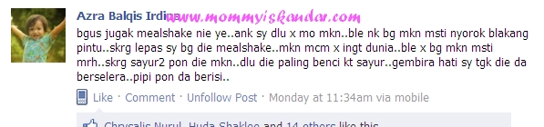 mealshake anak berselera