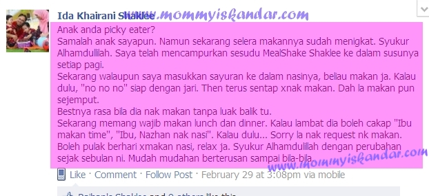 mealshake anak susah mkn