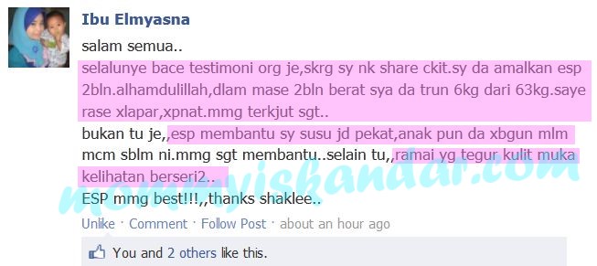 esp berat turun, muka berseri