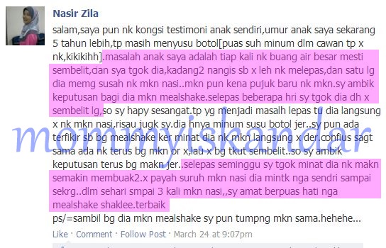 Testimoni Mealshake Shaklee