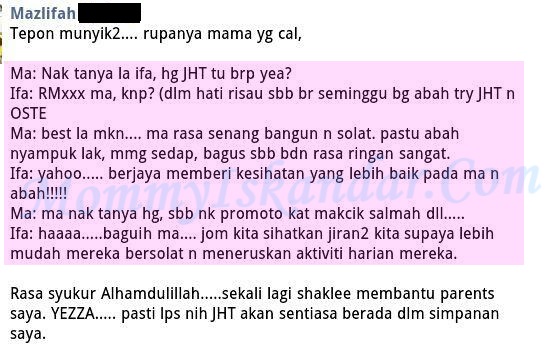 AJHT Shaklee membantu sakit sendi