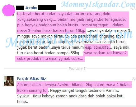 3 bln hilang 12kg dgn set slim bf